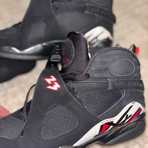 Jordan 8 playoffs Retro Black and Red Sneakers